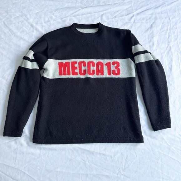 Vintage MECCA 13 Reversible Black Red & Blue Grey Mint Oversized Sweater - Picture 2 of 6